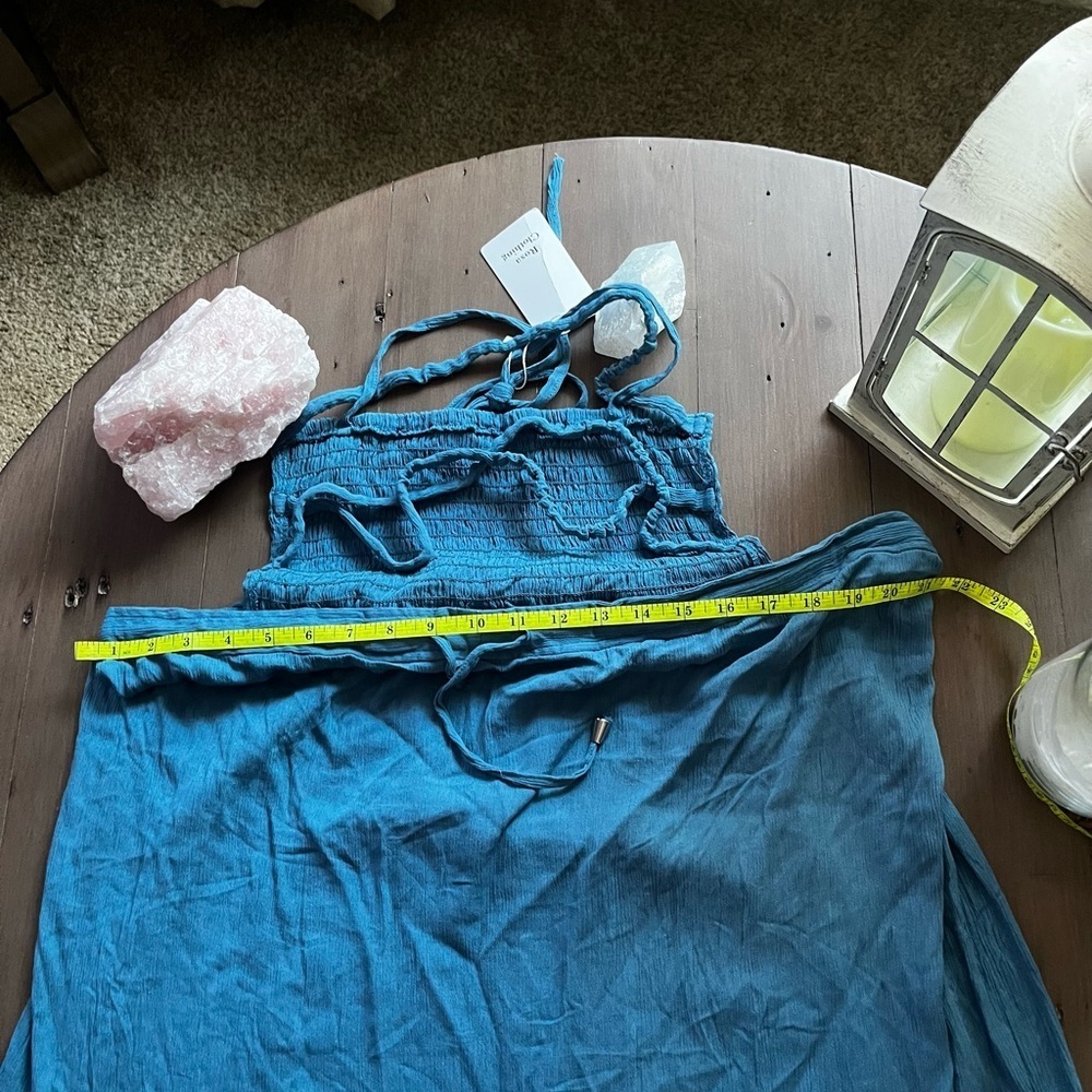 Simple Blue Sleeveless Dress with stretchy top - Picture 6 of 6